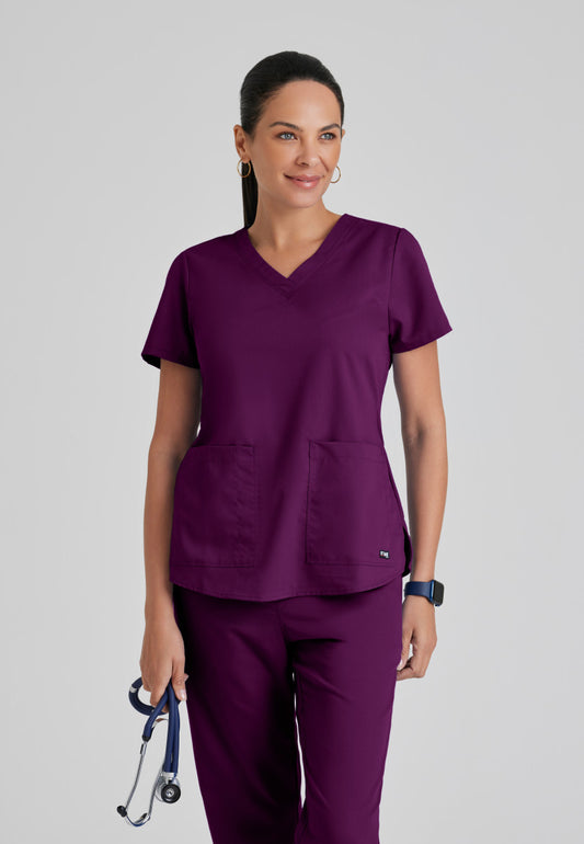 Greys Anatomy 71166 Aubrey Scrub Top Wine