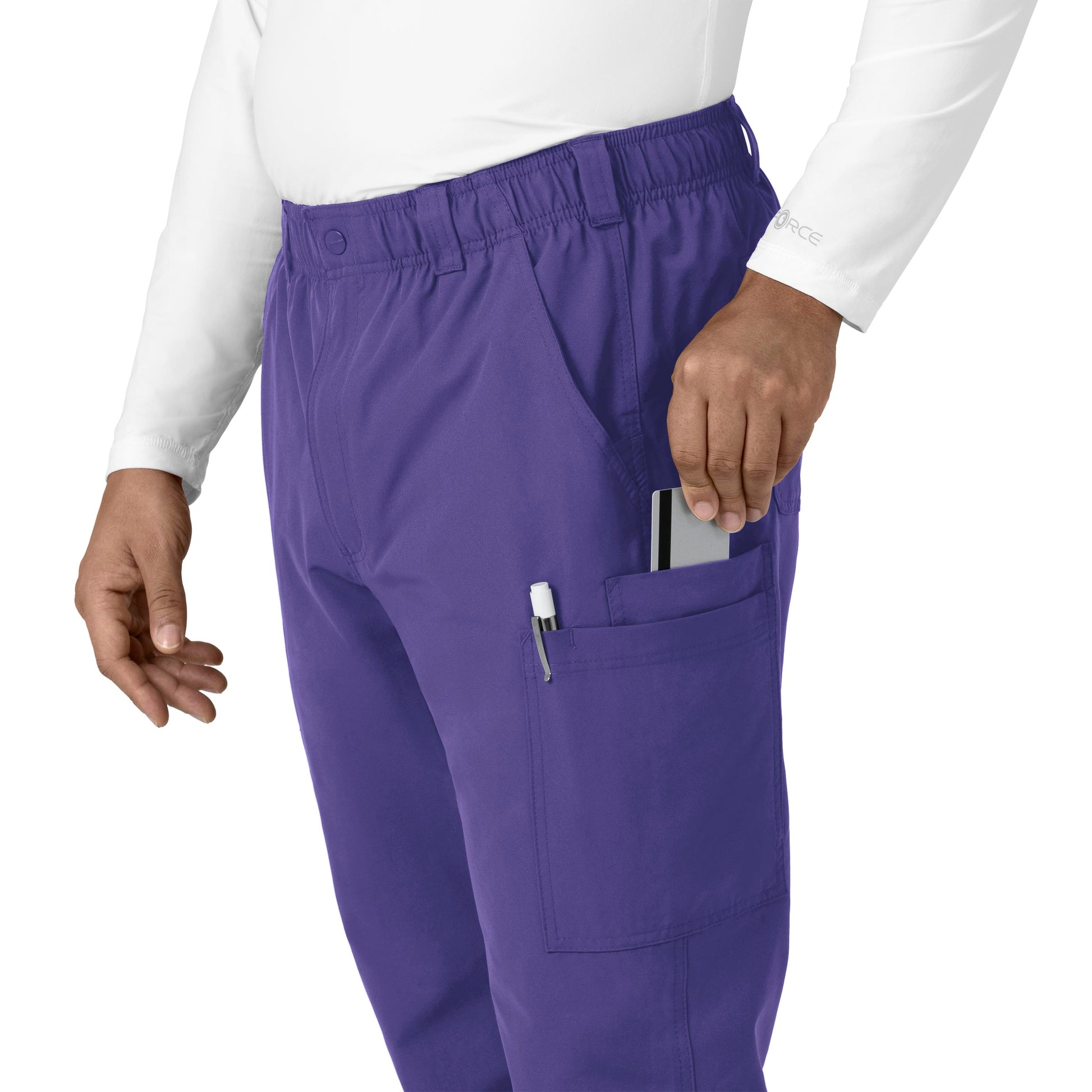 Force Essentials C56113 Men's Straight Leg Cargo Scrub Pants Grape Model Image Left Side | Carhartt