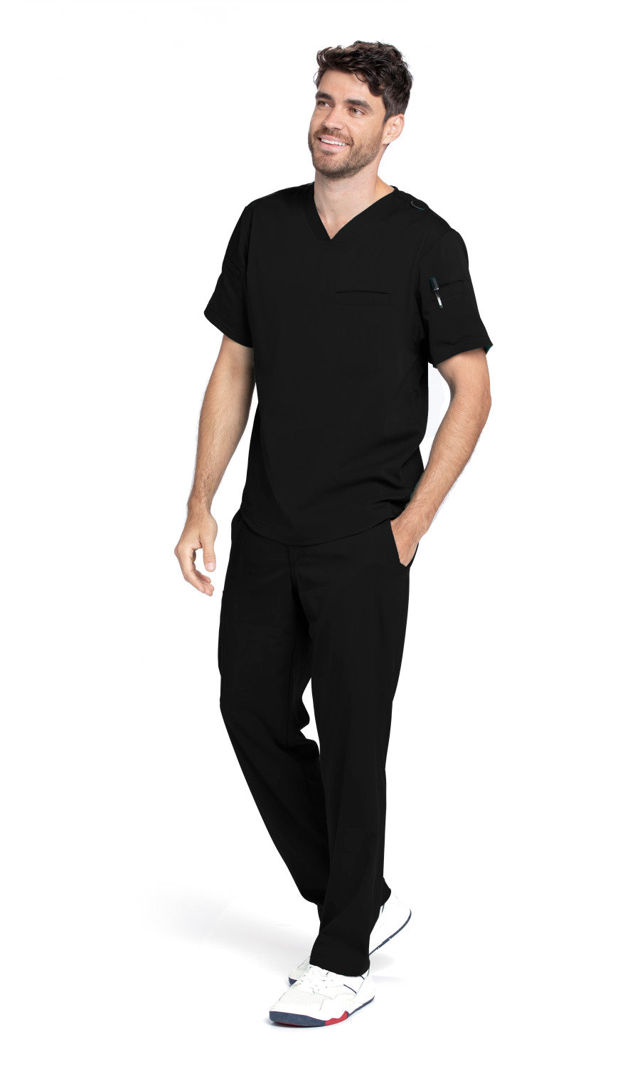 Grey's Anatomy Spandex Stretch GRST009 Wesley Scrub Top Black