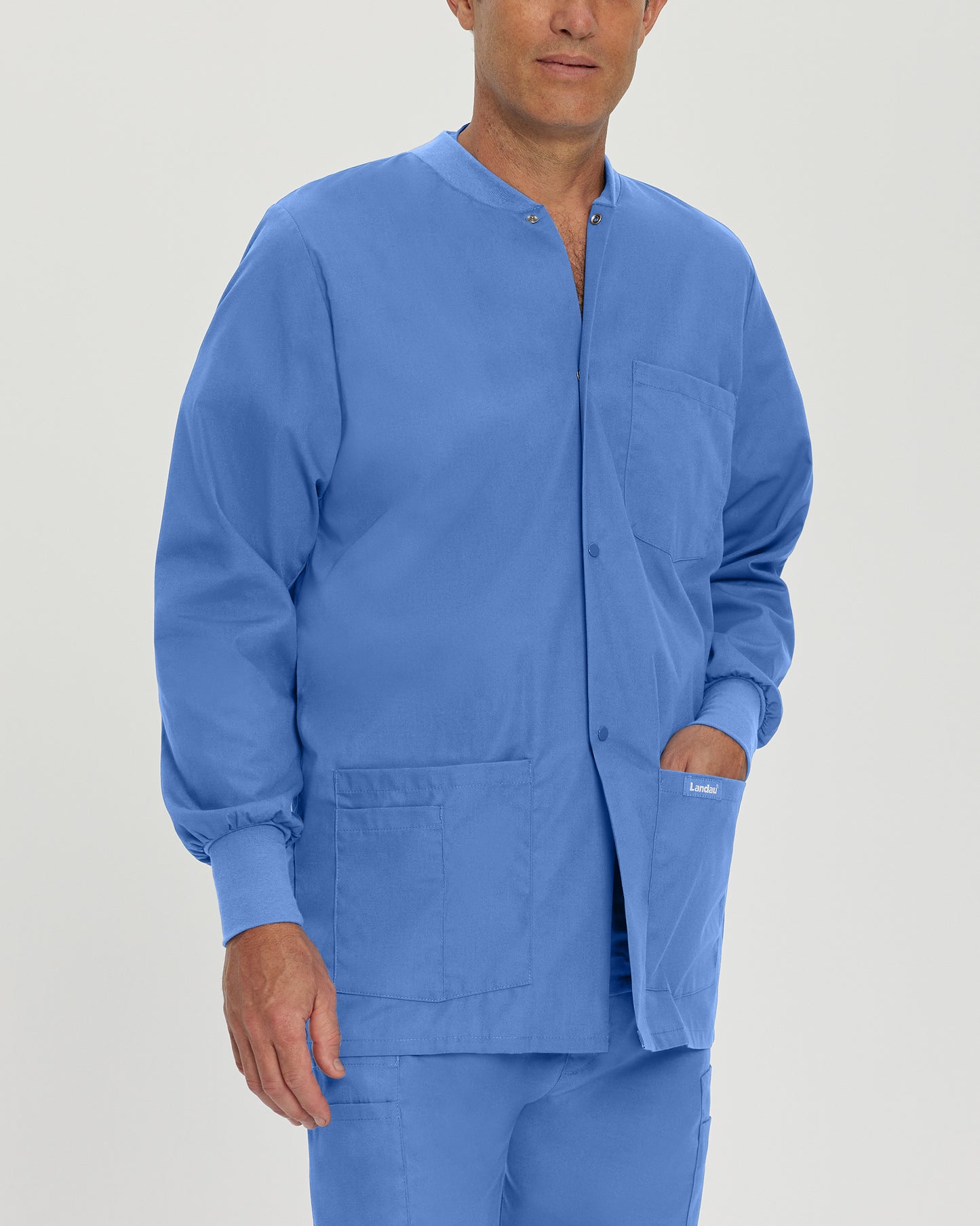 Essentials 7551 Men's 5 Pocket Warm Up Scrub Jacket Ceil Blue Image