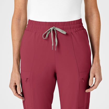 RENEW 5334 Women's High Waist Slim Leg Scrub Pants Ruby