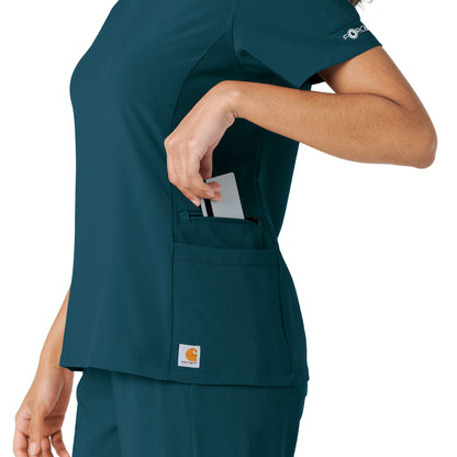 Force Cross-Flex C13310 Knit Panel Scrub Top Caribbean Model Image Alternate | Carhartt