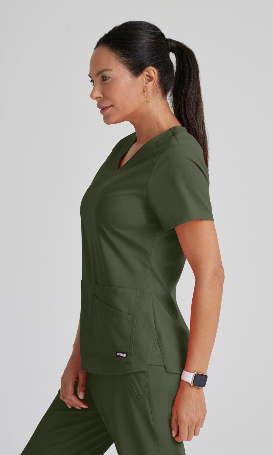 Grey's Anatomy Stretch GRST011 Emma Scrub Top Olive