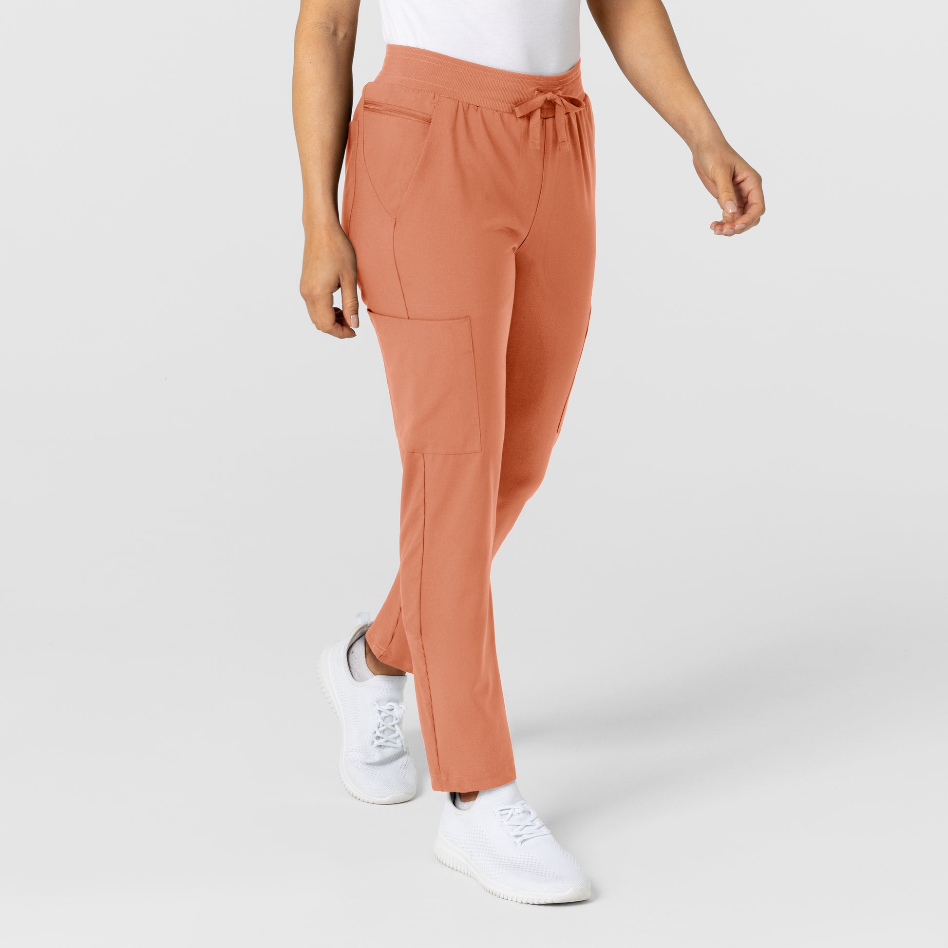 W123 5045 Flex-n-Reach Track Scrub Pants Terracotta Model Image Right Side | Wink