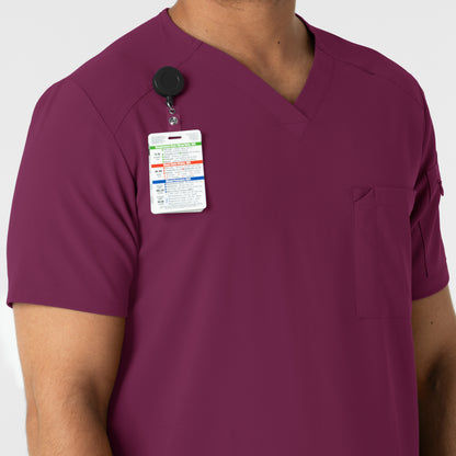 RENEW 6834 Men's V-Neck 5 Pocket Scrub Top Wine Model Image Alternate | Wink