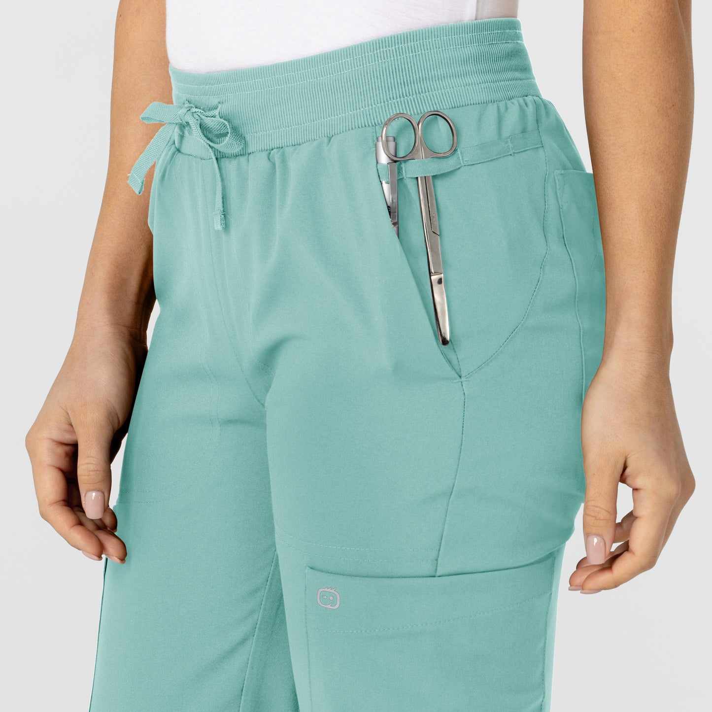 W123 5045 Flex-n-Reach Track Scrub Pants Turquoise Model Image Alternate | Wink