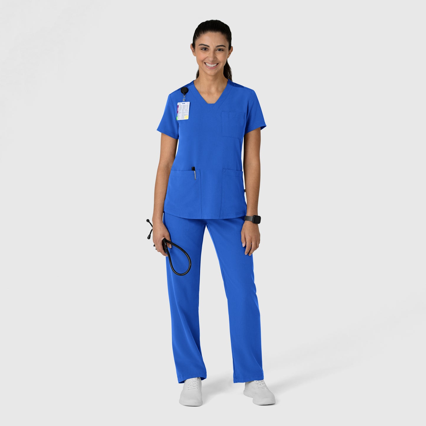 Nova 6132 Flex-n-Reach V-Neck Scrub Top Royal Model Image Right Side | Wink