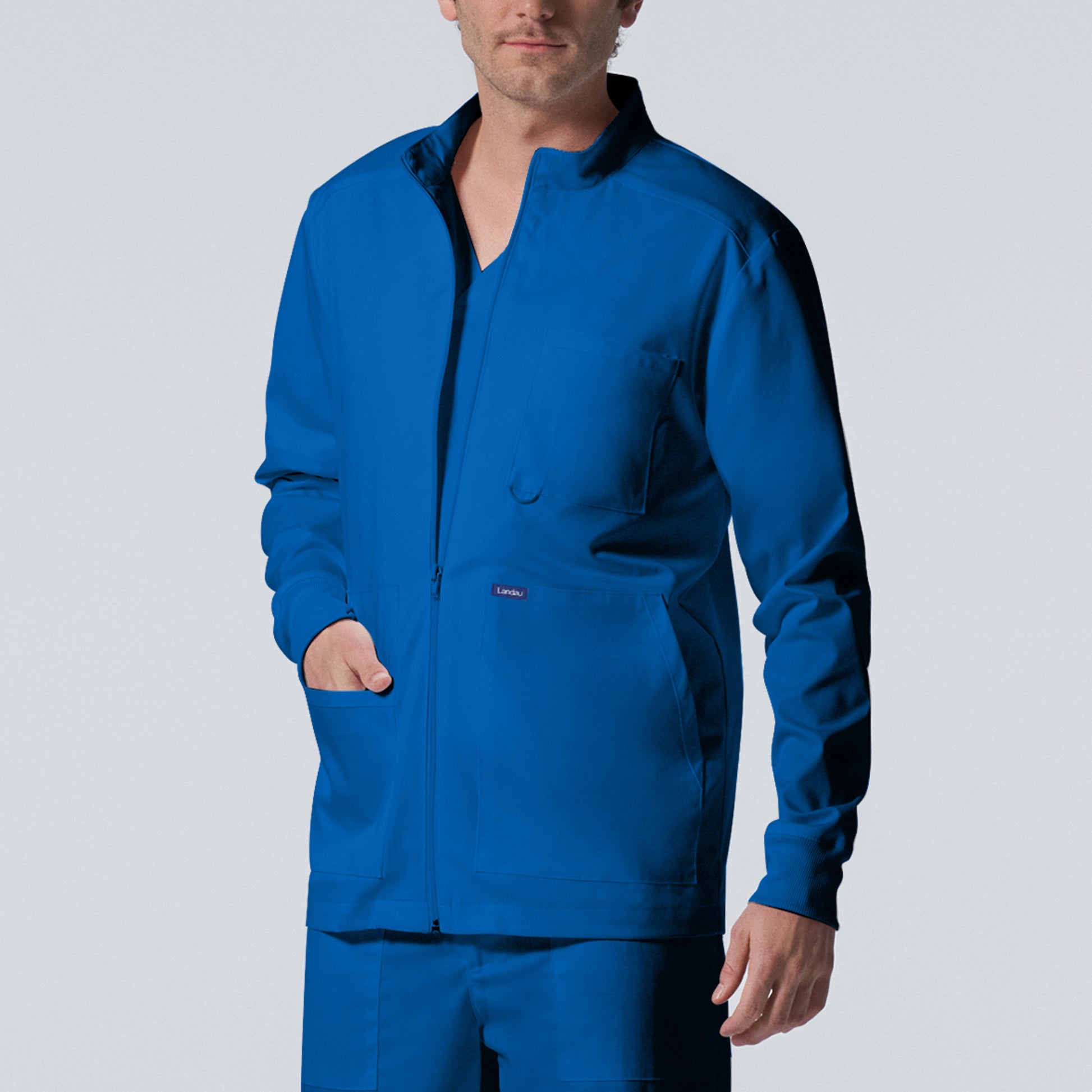 ProFlex LJ702 Men's 4 Pocket Scrub Jacket Royal Image