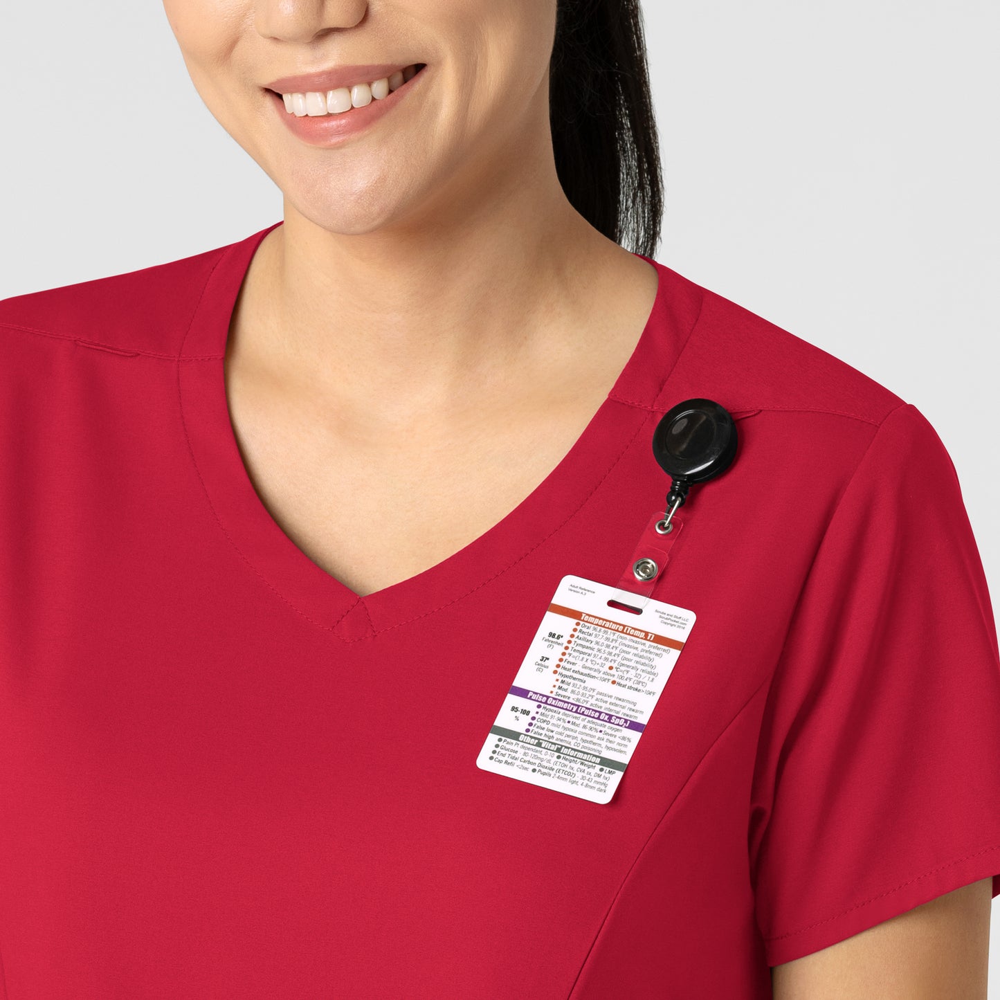 Boundless 6251 2-Pocket V-Neck Scrub Top Red Model Image Alternate | Wink