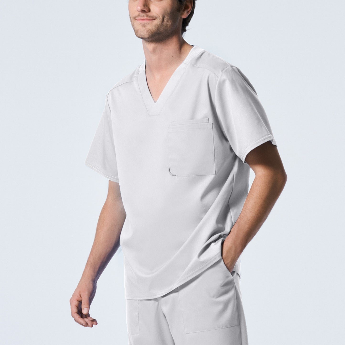 ProFlex LT108 Men's 2 Pocket V Neck Scrub Top White Image