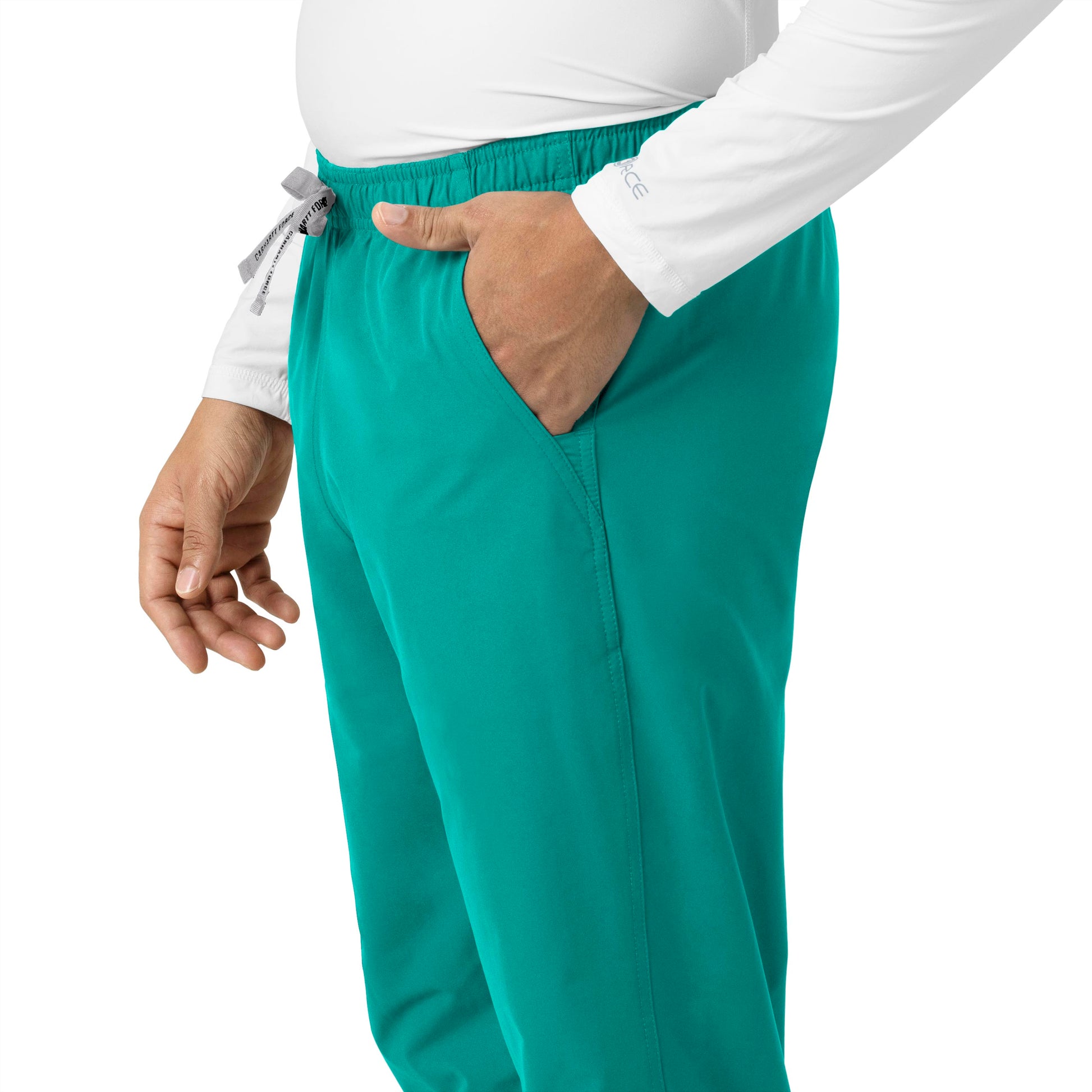 Force Essentials C55013 Unisex Elastic Waist Cargo Scrub Pants Teal Blue Model Image Alternate | Carhartt