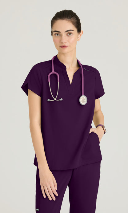 Grey's Anatomy Spandex Stretch GRST230 Avery Top Eggplant