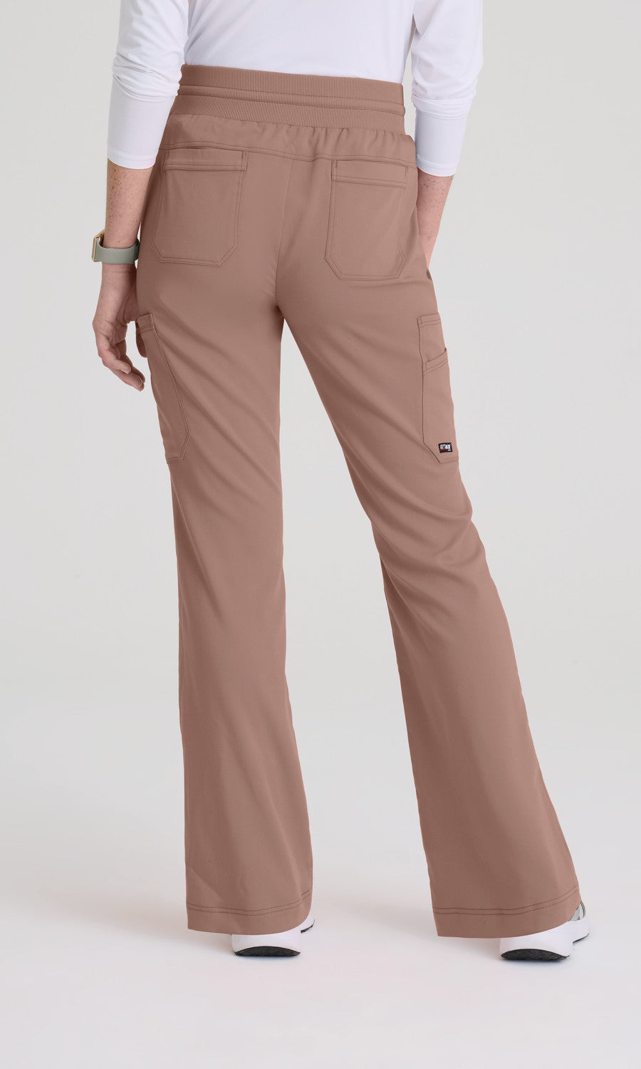 Greys Anatomy Spandex Stretch GRSP722 Women's Kristi Pant in Coral Bloom by Barco Model Image Back