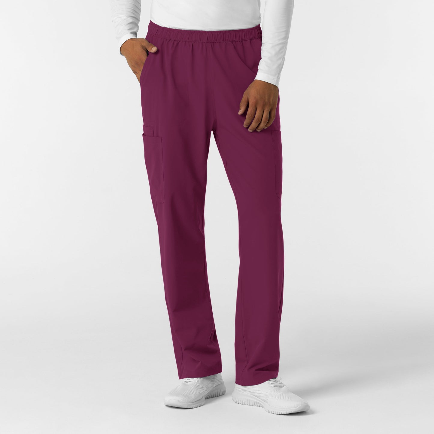 NURTUR 5380 Men's Straight Leg Cargo Scrub Pants Wine
