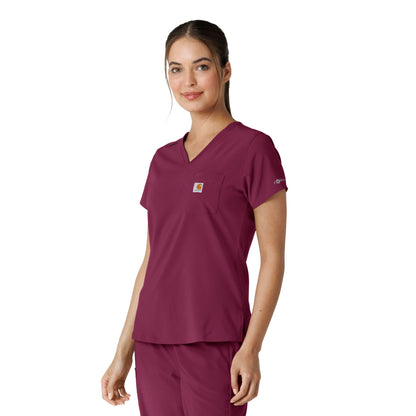 Force Cross-Flex C13410 Tuck-In Scrub Top Wine Model Image Right Side | Carhartt