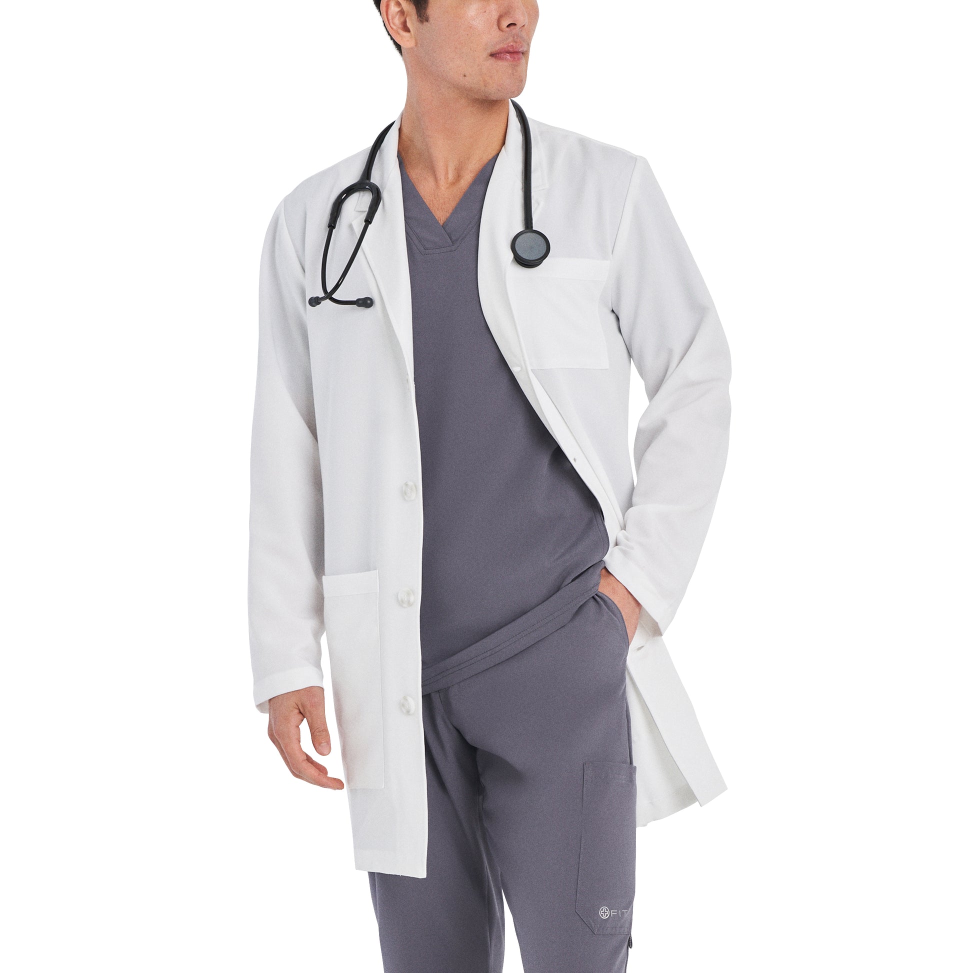 V-Tess WL801 Men's 5 Pocket Full Length Tablet White Coat White Image