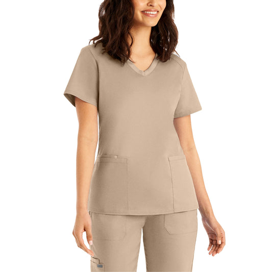 ProFlex LT105 Women's 3 Pocket V Neck Scrub Top Sandstone Image