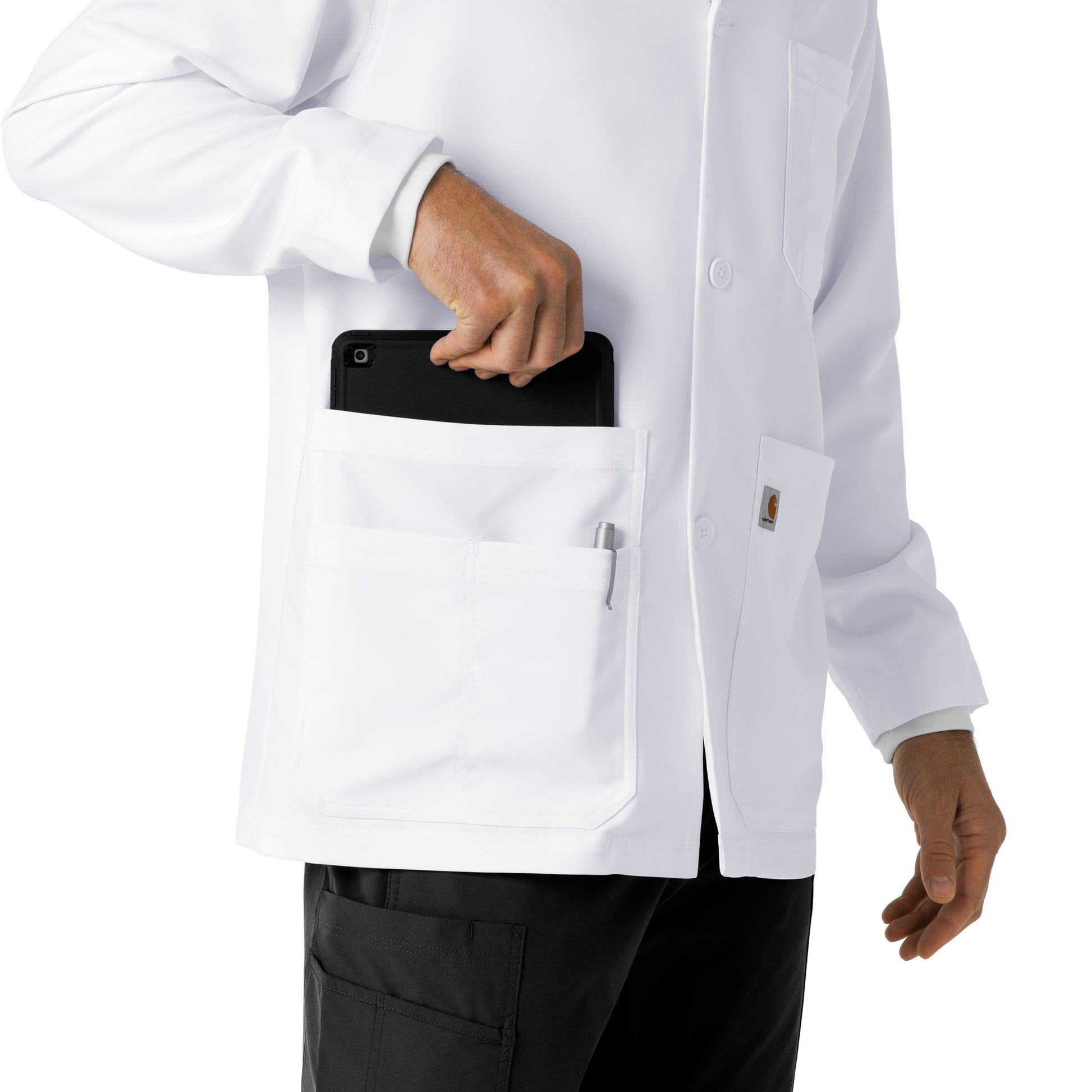 Lab Coats C71005 Men's Consultation Lab Coat White Model Image Alternate | Carhartt