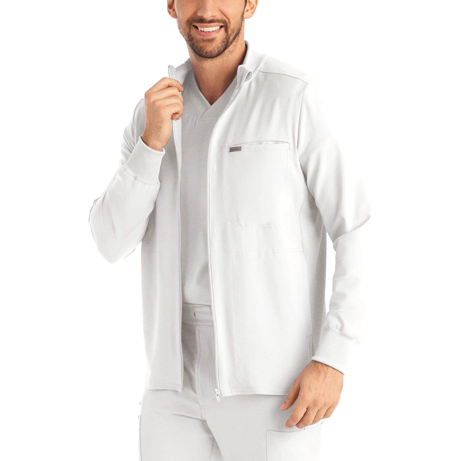 Forward LJ703 Men's 3 Pocket Scrub Jacket White Image