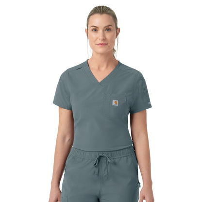 Rugged Flex C12139 Women's Tuck-in Scrub Top Rolling Thunder
