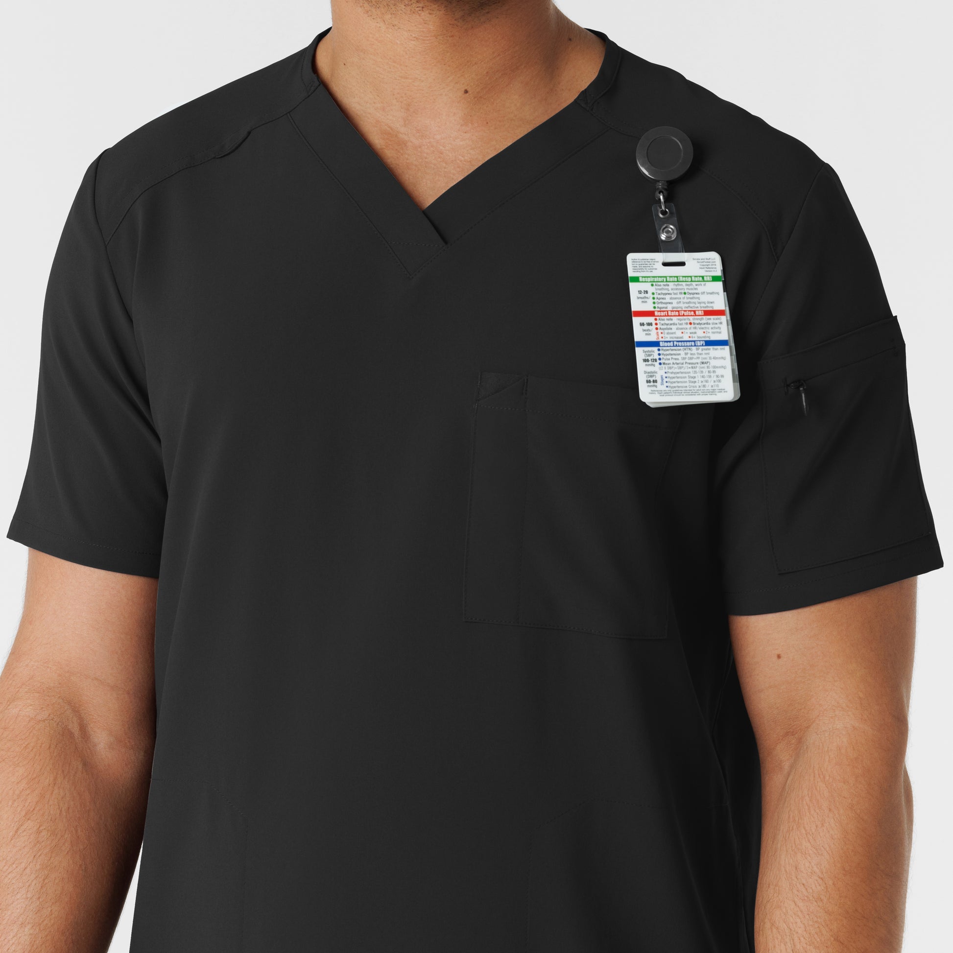 RENEW 6834 Men's V-Neck 5 Pocket Scrub Top Black Model Image Alternate | Wink