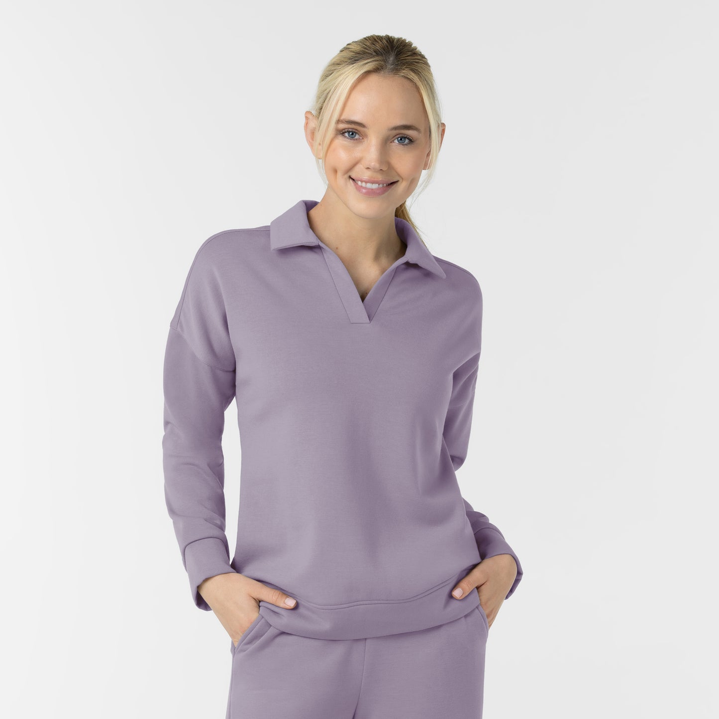 Unwind & Lounge 6189 Women's Relaxed Pullover Polo Wisteria