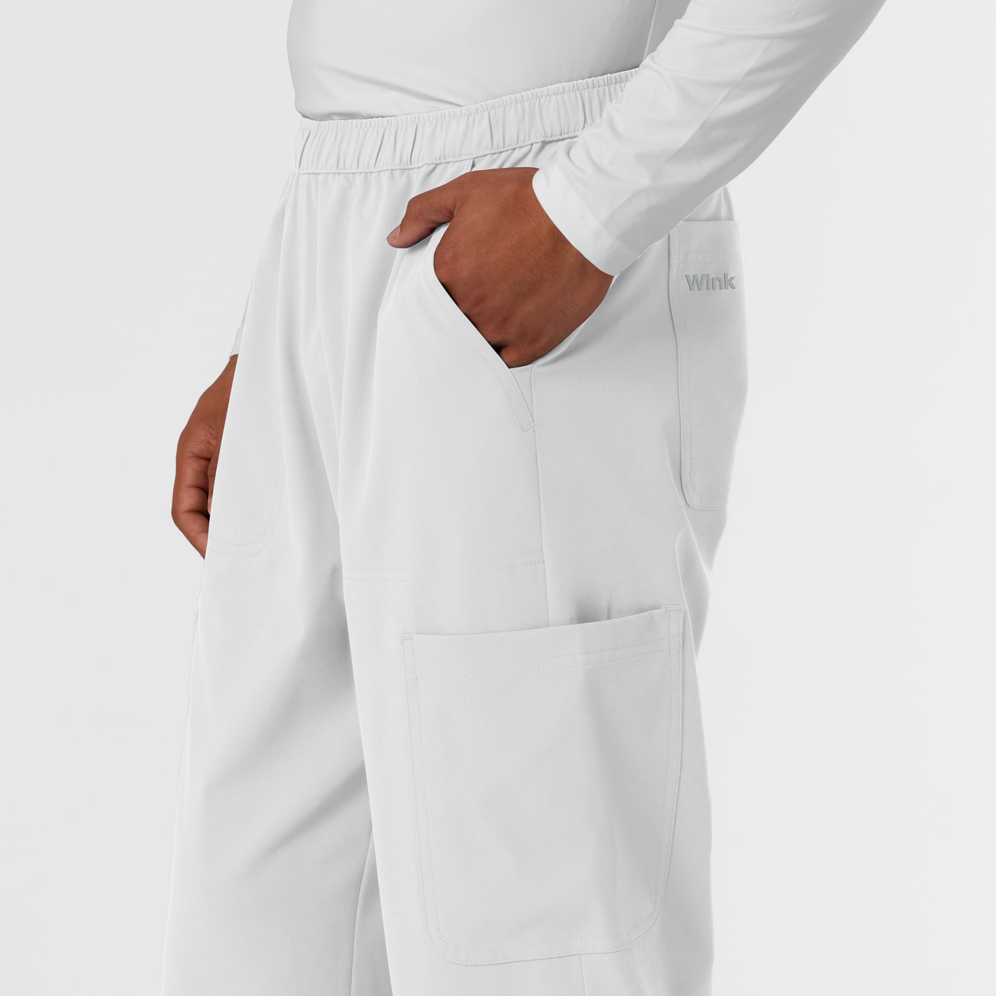 NURTUR 5380 Men's Straight Leg Cargo Scrub Pants White