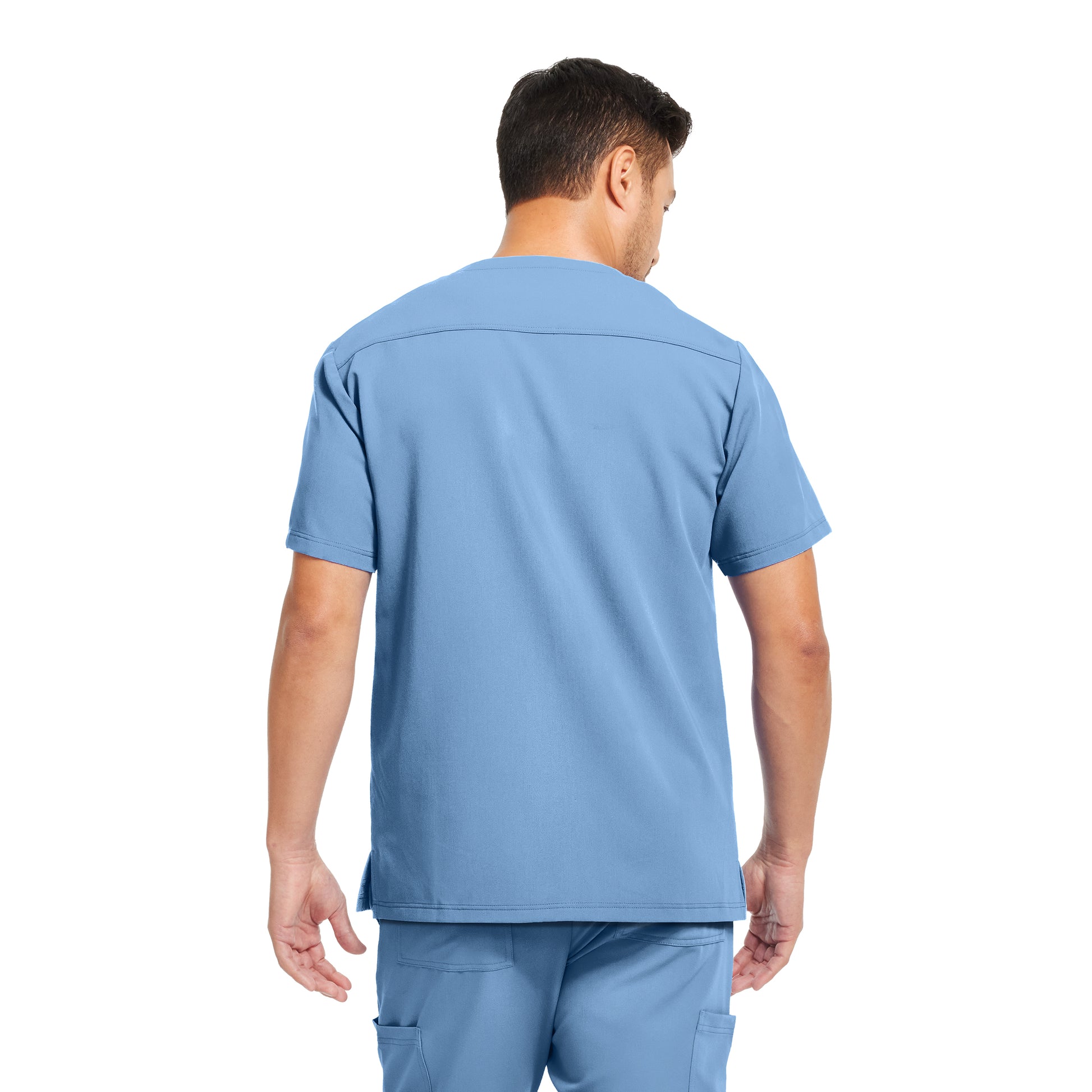 V-Tess WT149 Men's 3 Pocket V Neck Scrub Top Ceil Blue Image