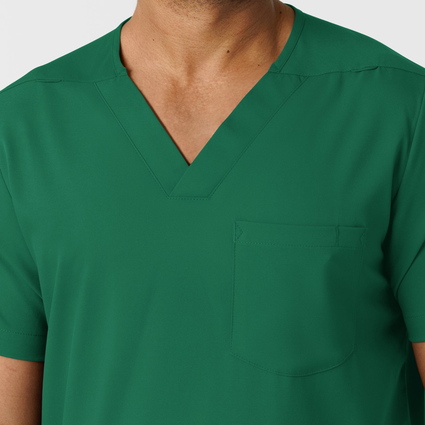 Boundless 6351 Men's Multi Pocket V-Neck Scrub Top Hunter Model Image Left Side | Wink