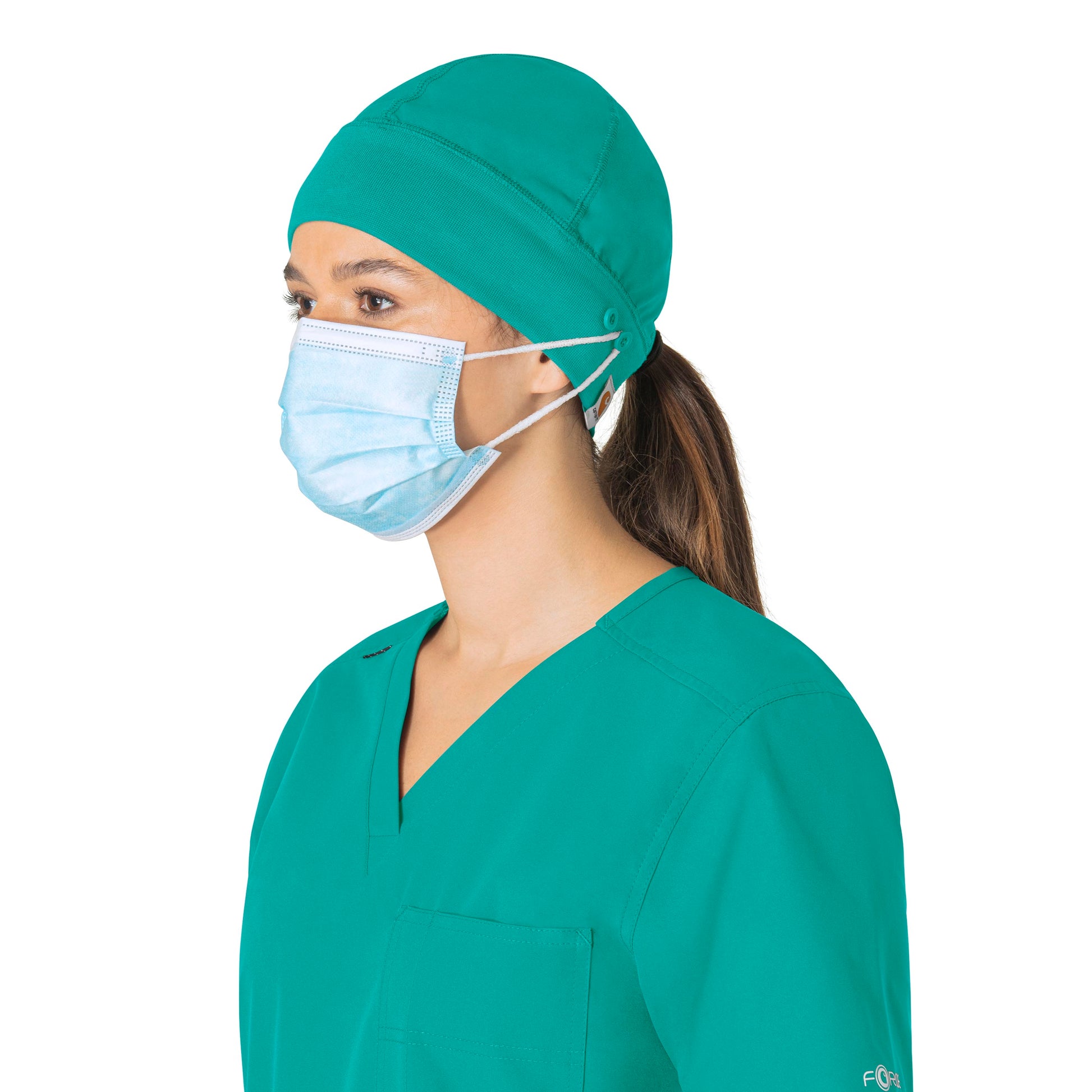 Force Essentials C40013 Unisex Beanie Scrub Cap Teal Blue Model Image Front | Carhartt