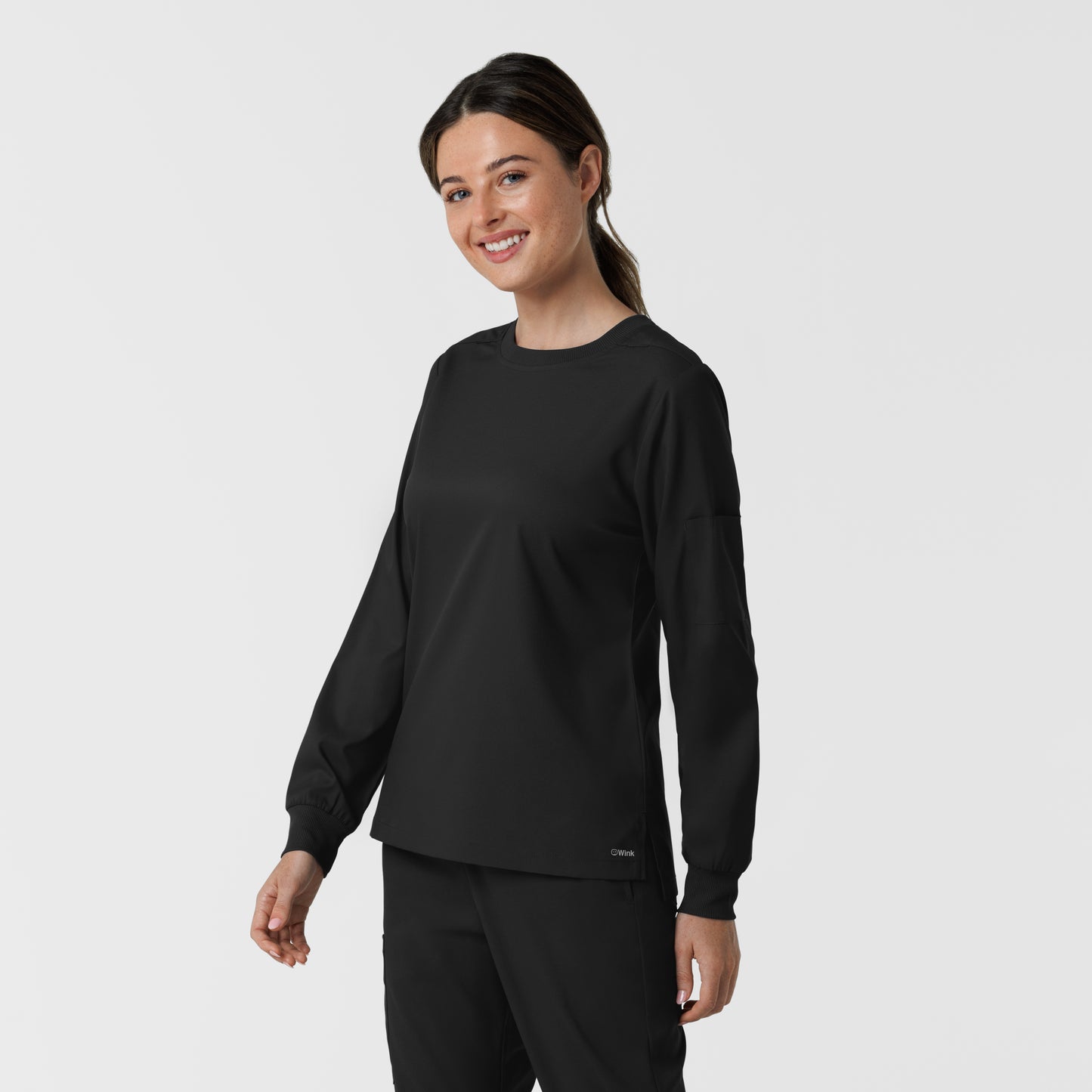 Boundless 6551 Women's Classic Long Sleeve Scrub Tee Black