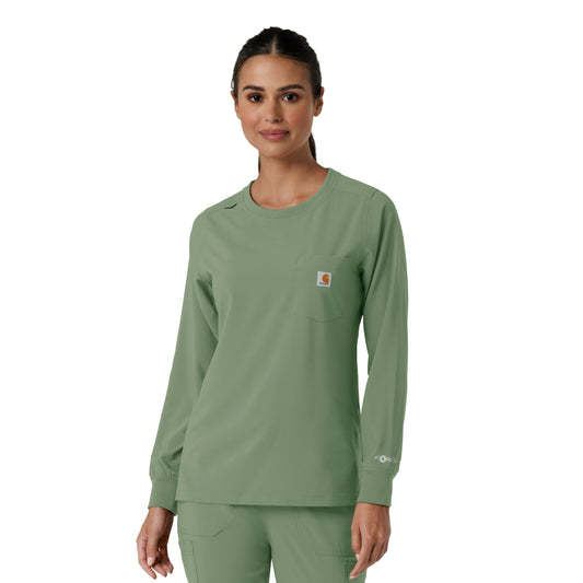 Force Cross-Flex C13610 Women's Crew Neck Long Sleeve Scrub Top Green Slate