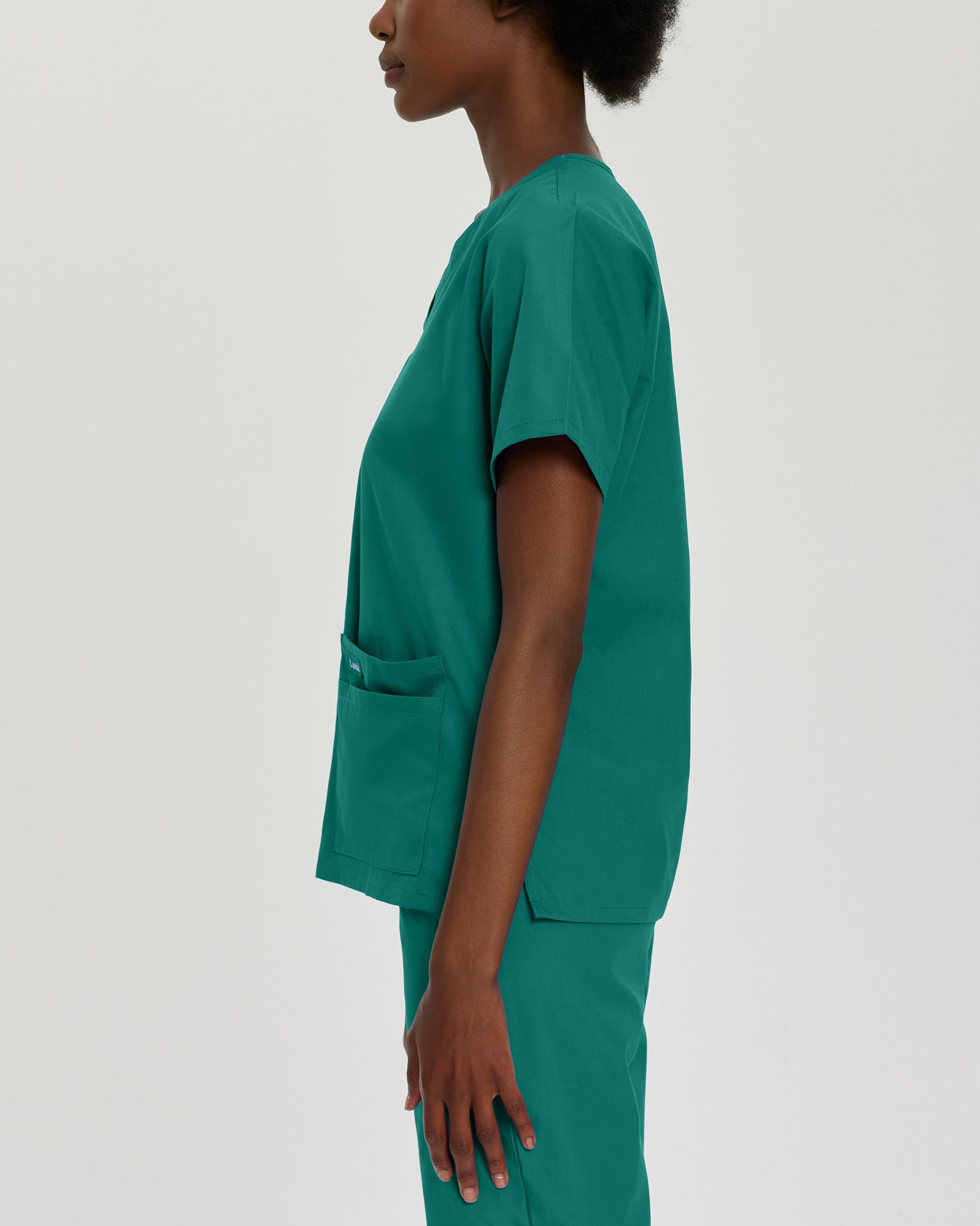 Essentials 8219 Women's 4 Pocket V Neck Scrub Top Hunter Green Image