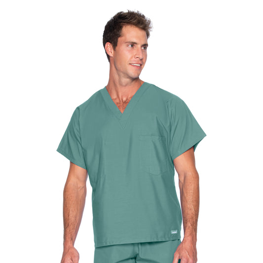 Essentials 7502 Unisex Reversible 1 Pocket V Neck Scrub Top Sea Mist Image