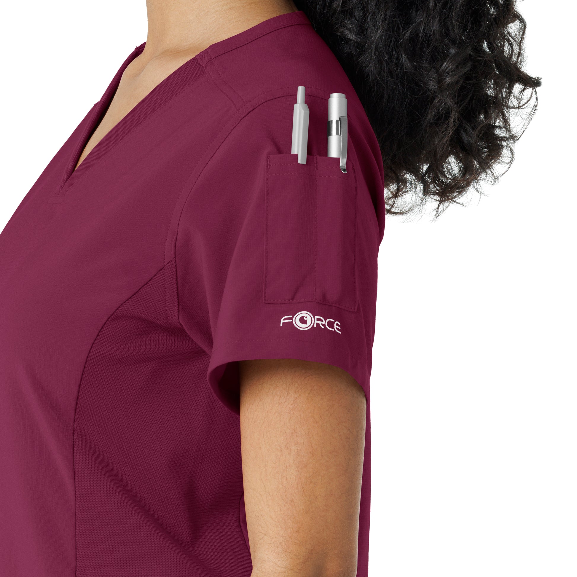 Force Cross-Flex C13310 Knit Panel Scrub Top Wine Model Image Alternate | Carhartt