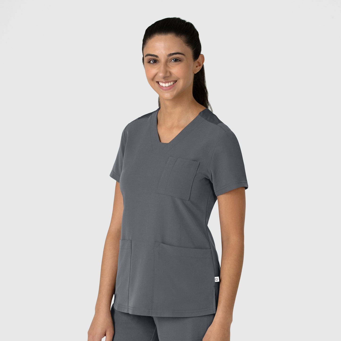 Nova 6132 Flex-n-Reach V-Neck Scrub Top Pewter Model Image Right Side | Wink