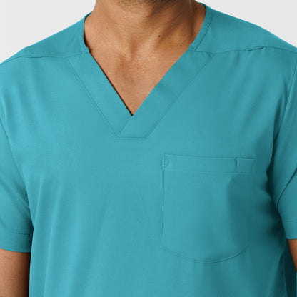 Boundless 6351 Men's Multi Pocket V-Neck Scrub Top Teal Model Image Left Side | Wink