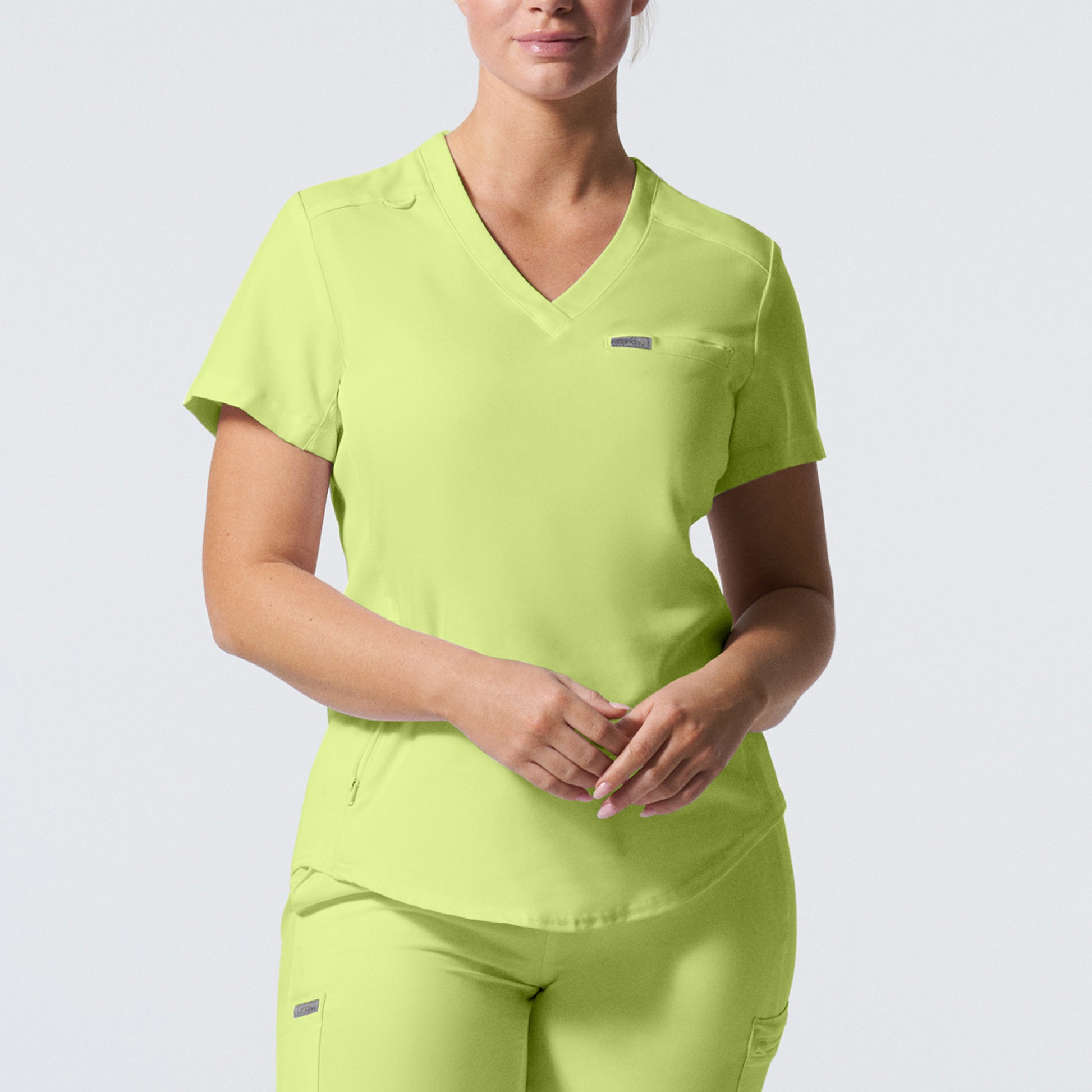 Forward LT101 Women's 2 Pocket V Neck Scrub Top Citron Image