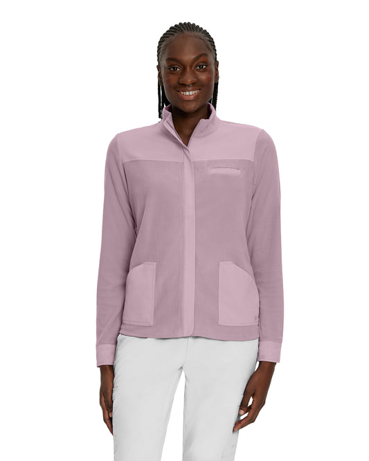 FIT 456 FIT Women's 3 Pocket Warm Up Scrub Jacket Mauve Shadows Image