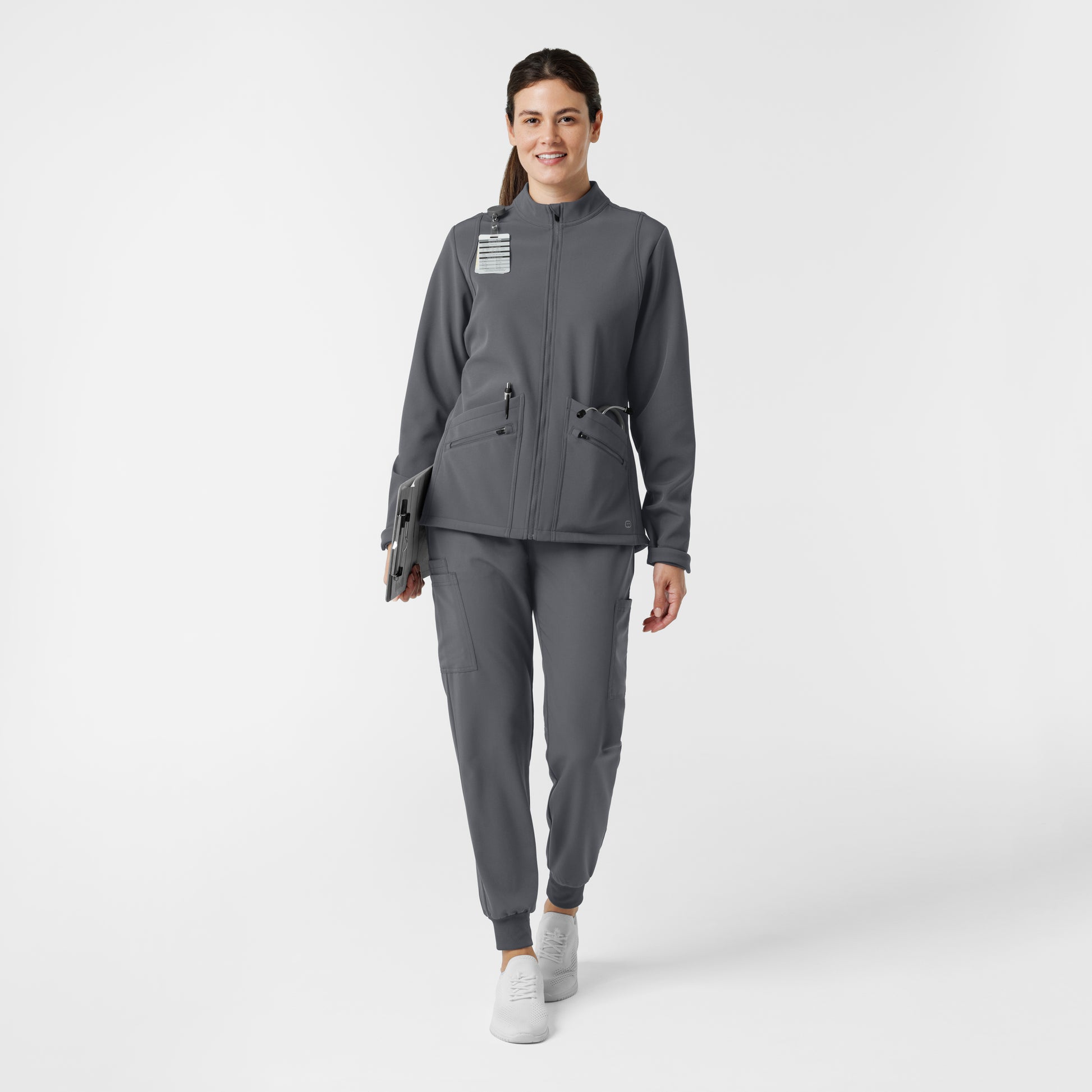 Layers 8509 Women's Soft Shell Scrub Jacket Pewter