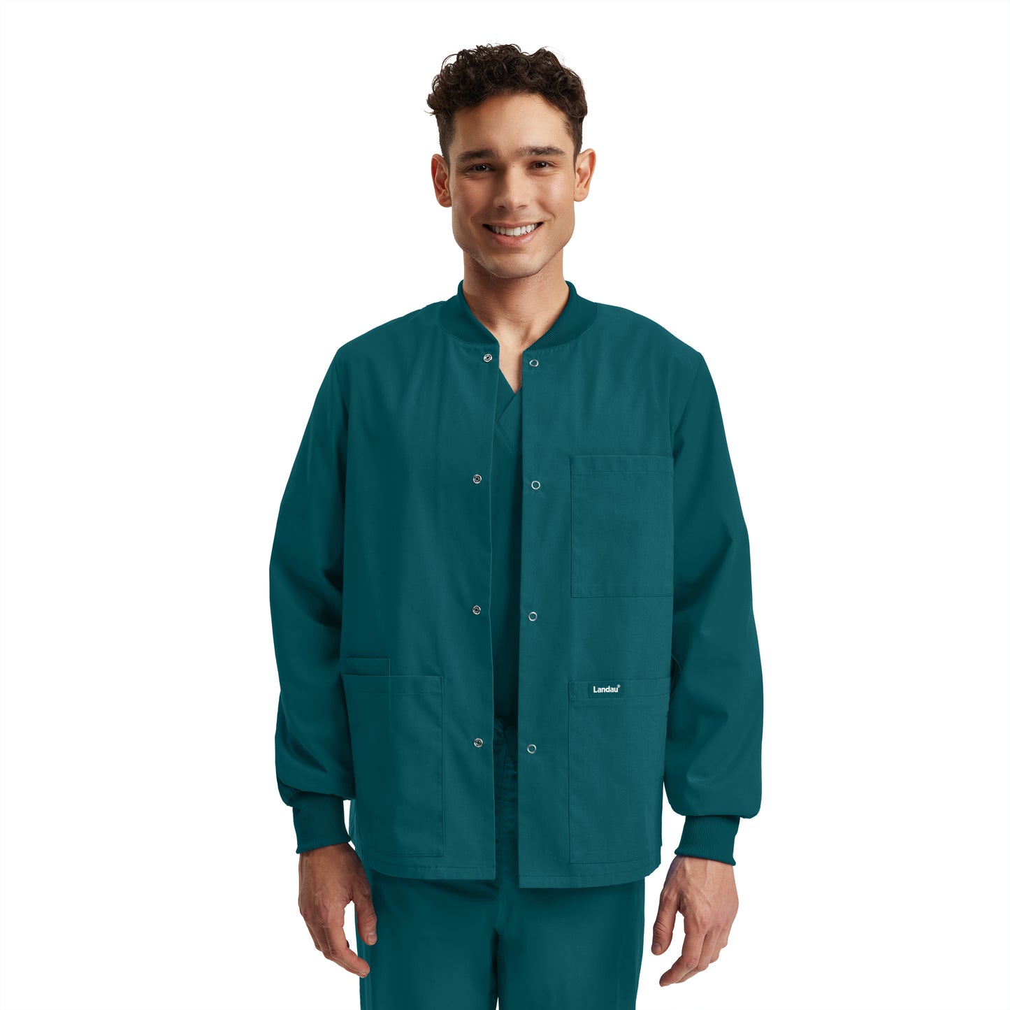 Essentials LJ709 Unisex 5 Pocket Scrub Jacket Caribbean Image