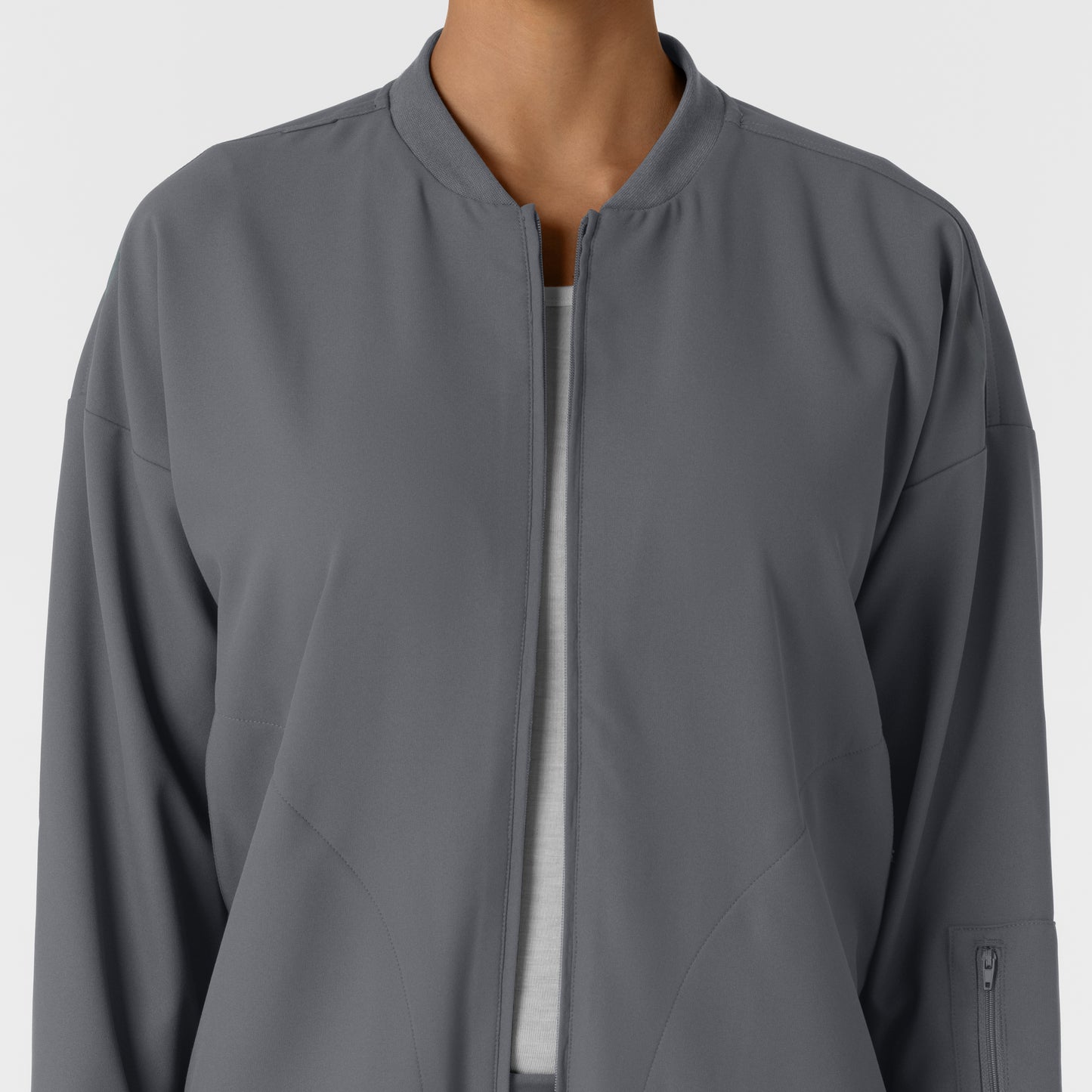 Layers 8066 Bomber Scrub Jacket Pewter Model Image Left Side | Wink