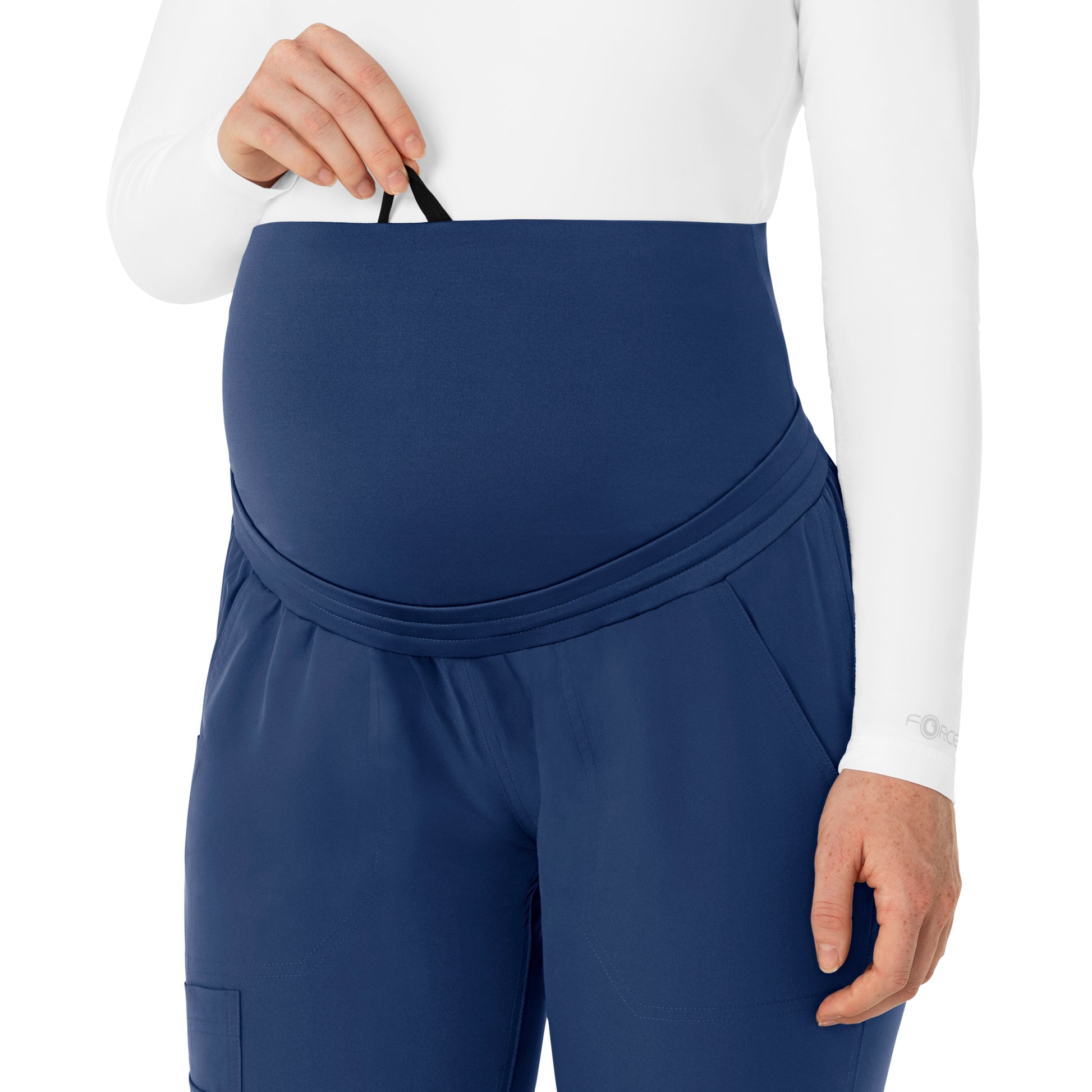 Force Essentials C54113 Maternity Jogger Scrub Pants Navy Model Image Left Side | Carhartt