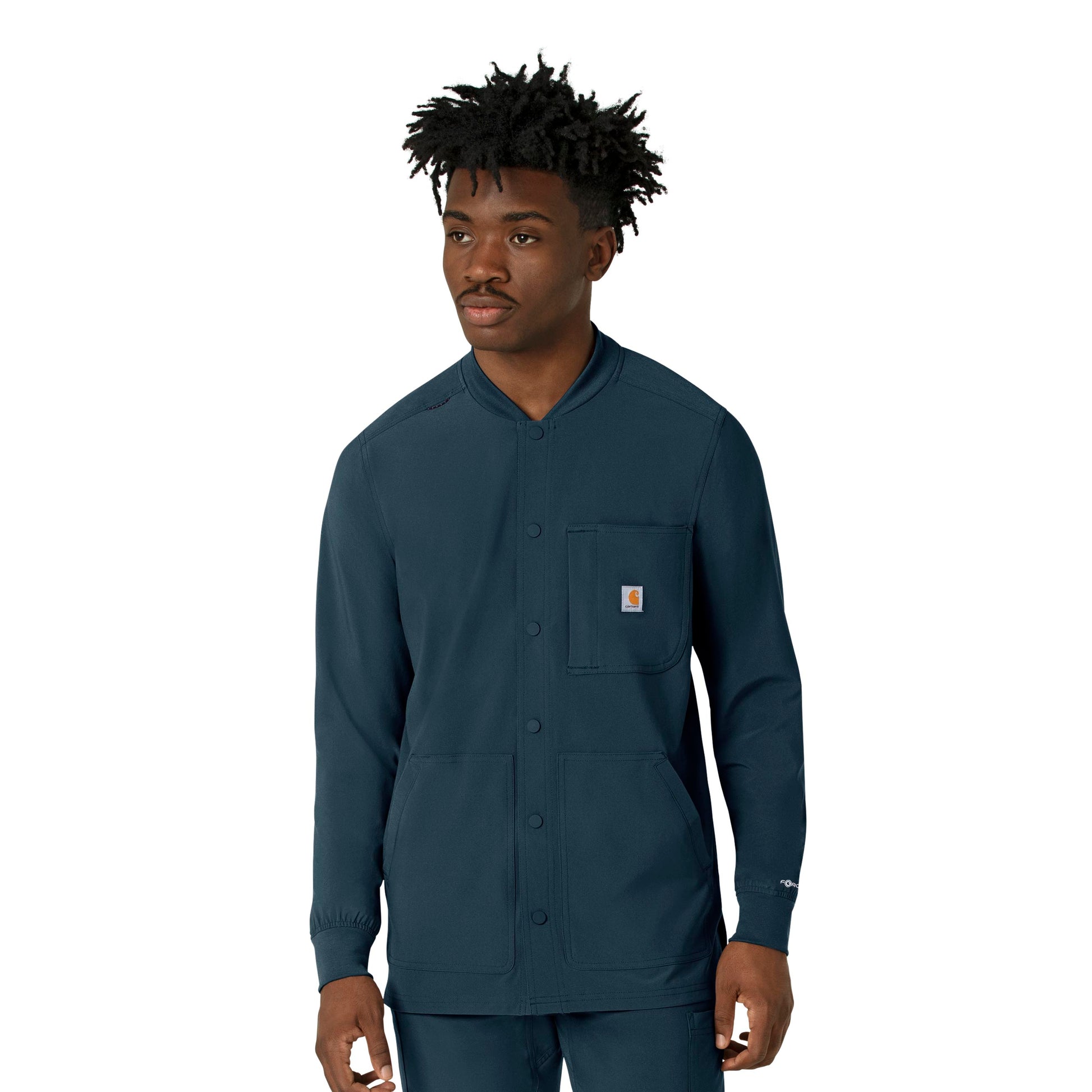 Force Cross-Flex C86210 Men's Shirt Jacket Navy Model Image Right Side | Carhartt