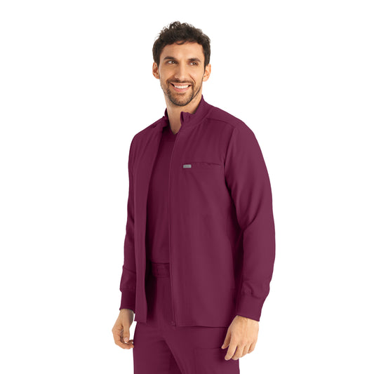 Forward LJ703 Men's 3 Pocket Scrub Jacket Wine Image