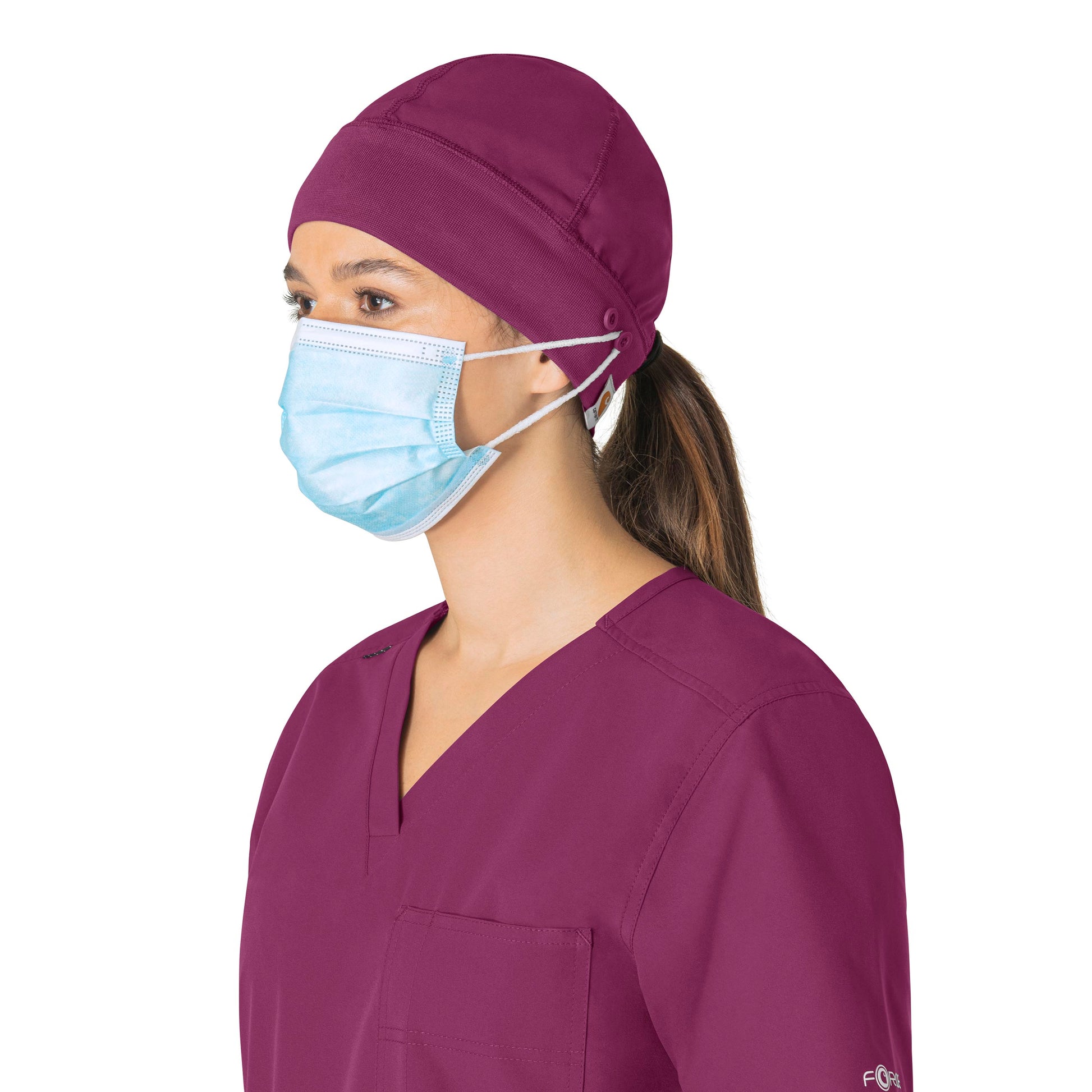 Force Essentials C40013 Unisex Beanie Scrub Cap Wine Model Image Front | Carhartt