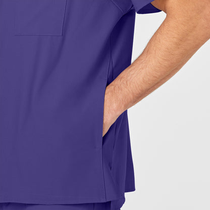 W123 6355 Men's V-Neck Scrub Top Grape Model Image Alternate | Wink