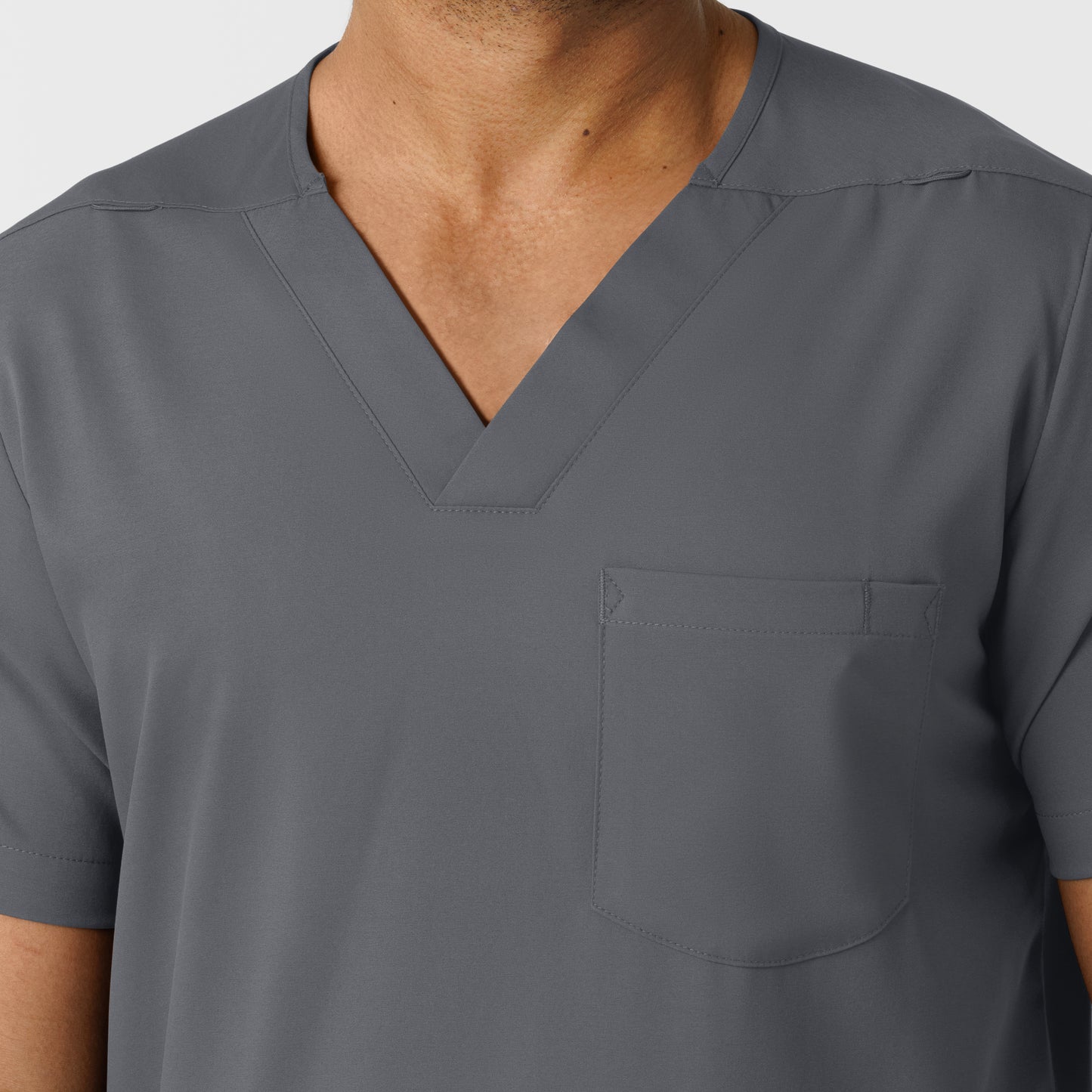 Boundless 6351 Men's Multi Pocket V-Neck Scrub Top Pewter Model Image Left Side | Wink