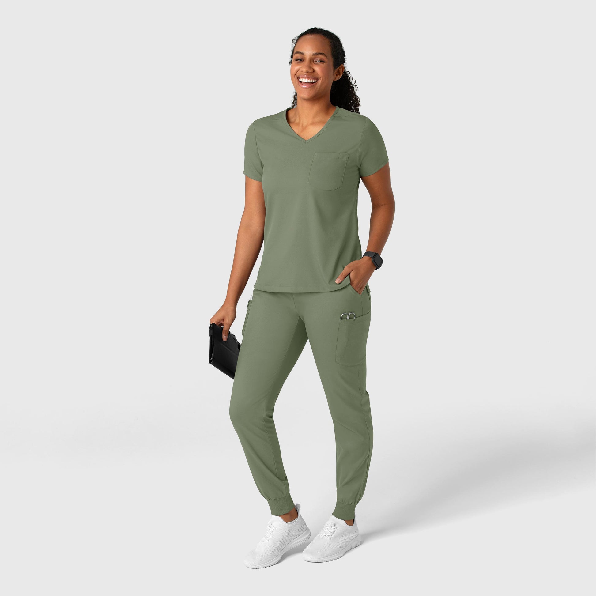 Boundless 5151 Jogger Scrub Pants Sage Model Image Alternate | Wink