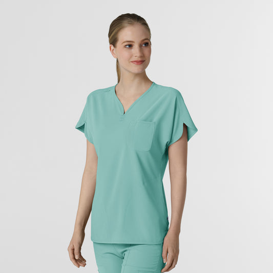 RENEW 6634 Dolman Scrub Top Turquoise Model Image Right Side | Wink